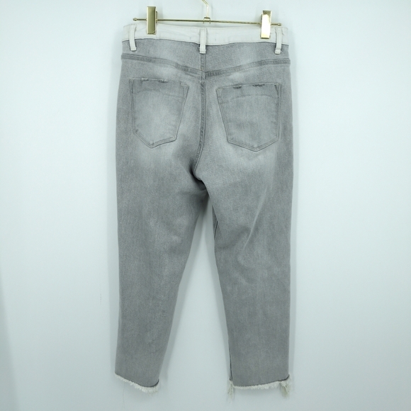 Flying Monkey 2 Tone Grey White Colorblock‎ Size 30 Jeans Women Cropped Raw Hem - Picture 3 of 9